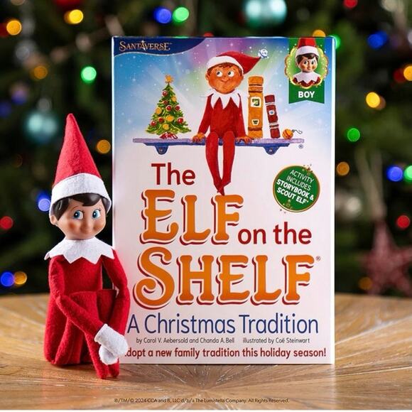 Original The Elf on the Shelf with Hat and Book Boy Elf Holiday Christmas Santa - Picture 1 of 9
